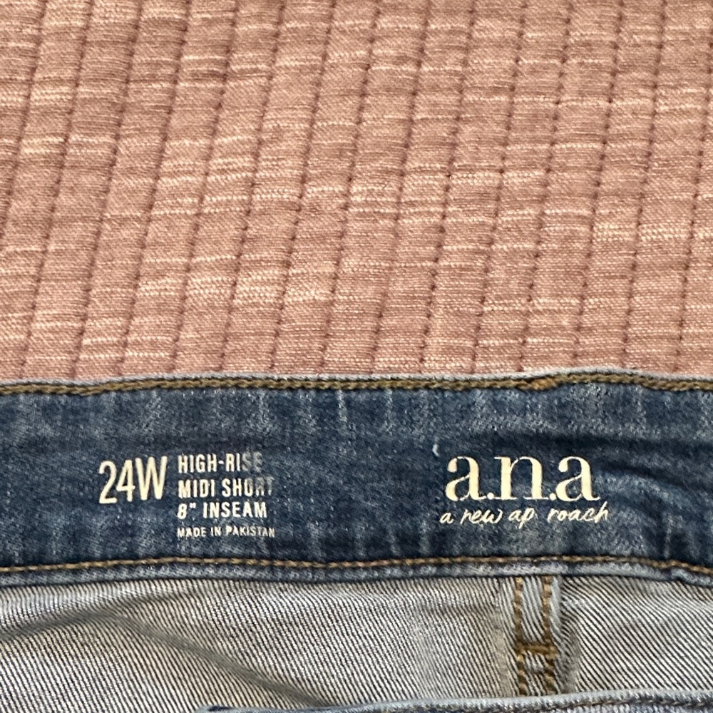a.n.a High-Rise Denim Midi Shorts - Picture 2 of 4